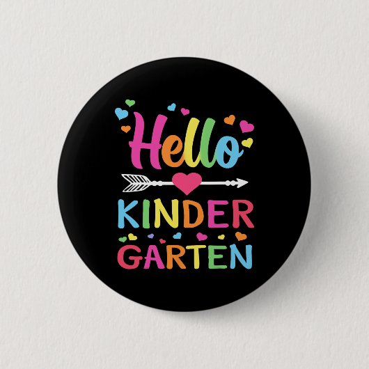 hallo Kindergarten Team Kinder Terug naar School T Ronde Button 5,7 Cm (Voorkant)