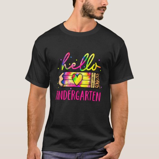 hallo Kindergarten Tie Dye Leopard Pencil T-shirt (Voorkant)