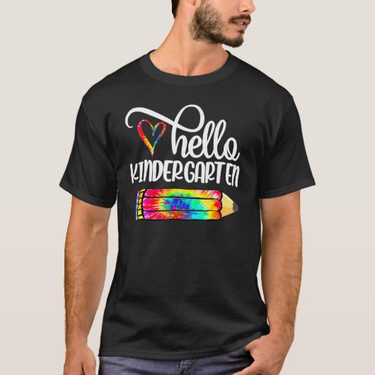hallo Kindergarten Tie Dye Pencil T-shirt (Voorkant)