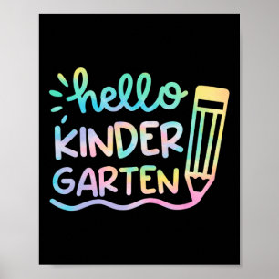 hallo Kindergarten Tie Dye Teachers Kinder Terug n Poster