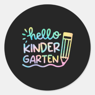 hallo Kindergarten Tie Dye Teachers Kinder Terug n Ronde Sticker