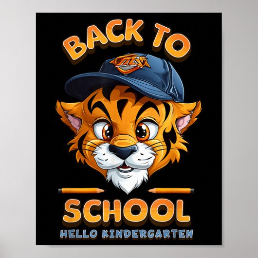 Hallo Kindergarten Tijger - Terug Naar School Kind Poster (Voorkant)