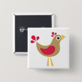 hallo Kip! Funky Chicken Pin Badge Vierkante Button 5,1 Cm (Voorkant /achterkant)
