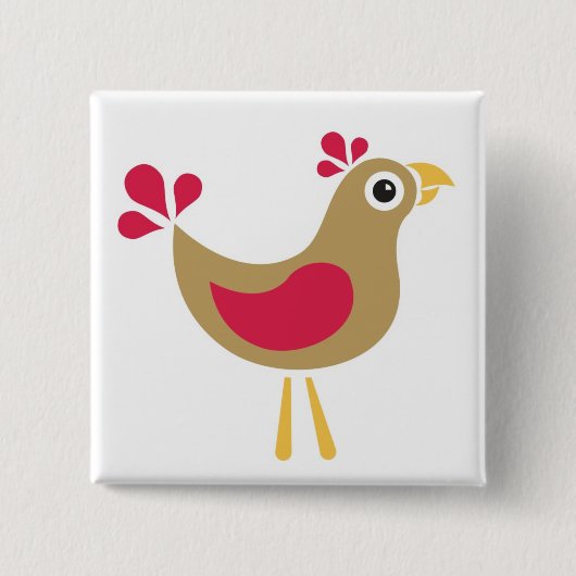 hallo Kip! Funky Chicken Pin Badge Vierkante Button 5,1 Cm (Voorkant)