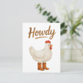 Hallo Kip in Cowboylaarzen Briefkaart (Staand voorkant)
