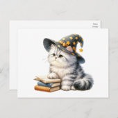 Hallo Kitten Boek Kat Witch Briefkaart (Voorkant / Achterkant)