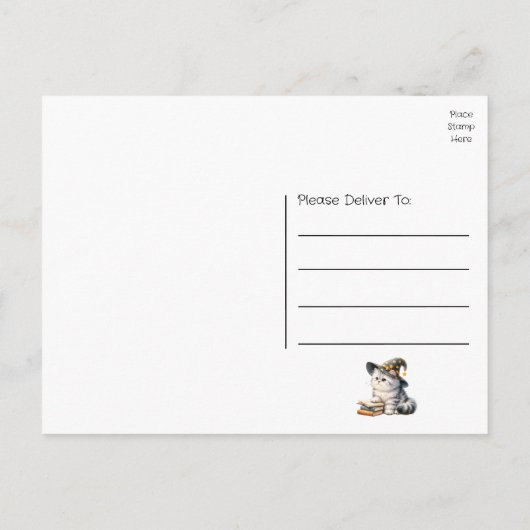 Hallo Kitten Boek Kat Witch Briefkaart (Achterkant)