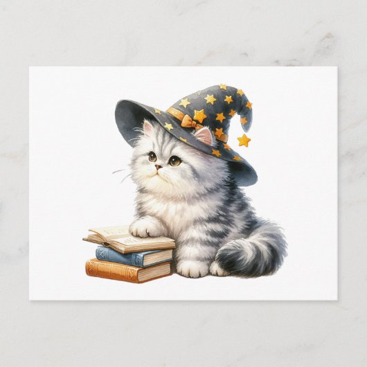 Hallo Kitten Boek Kat Witch Briefkaart (Voorkant)