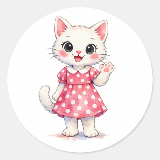 Hallo Kitty! Ronde Sticker (Voorkant)