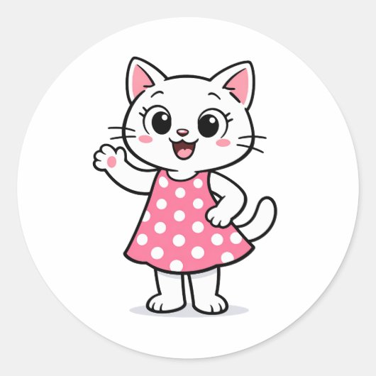Hallo Kitty Ronde Sticker (Voorkant)