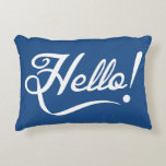 Hallo Klassiek blauw Accent Kussen<br><div class="desc">Hallo ontwerp. Elegante typografie. Blauwe kleur. Kunst door José Ricardo</div>