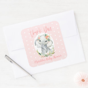Hallo Kleine één dank u olifant baby shower Vierkante Sticker