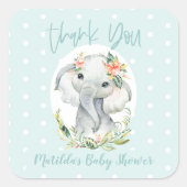 Hallo Kleine één dank u olifant baby shower Vierkante Sticker (Voorkant)