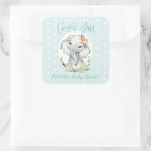 Hallo Kleine één dank u olifant baby shower Vierkante Sticker