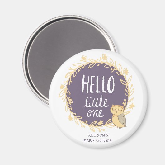 Hallo Kleine Een Uil Baby shower Favor Magneet (Voorkant / Achterkant)