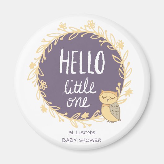 Hallo Kleine Een Uil Baby shower Favor Magneet (Voorkant)