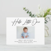 hallo kleine elegant Script Photo Birth Aankondiging (Staand voorkant)
