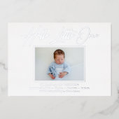 hallo kleine elegant Script Photo Birth Folie Feestdagenkaart (Voorkant)