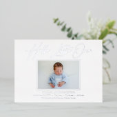hallo kleine elegant Script Photo Birth Folie Feestdagenkaart (Staand Voorkant)