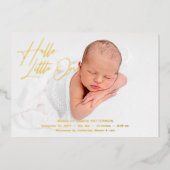 hallo kleine elegant Script Photo Birth Folie Feestdagenkaart (Voorkant)