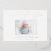 hallo kleine elegant Script Photo Birth Folie Feestdagenkaart (Voorkant)