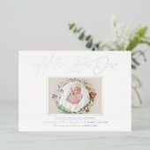 hallo kleine elegant Script Photo Birth Folie Feestdagenkaart (Staand Voorkant)