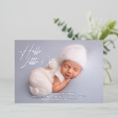 hallo kleine elegant Script Photo Birth Folie Feestdagenkaart (Staand Voorkant)