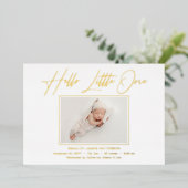 hallo kleine elegant Script Photo Birth Folie Feestdagenkaart (Staand Voorkant)