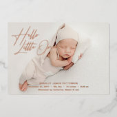 hallo kleine elegant Script Photo Birth Folie Feestdagenkaart (Voorkant)