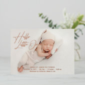 hallo kleine elegant Script Photo Birth Folie Feestdagenkaart (Staand Voorkant)