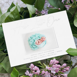 hallo kleine elegant Script Photo Birth Folie Feestdagenkaart