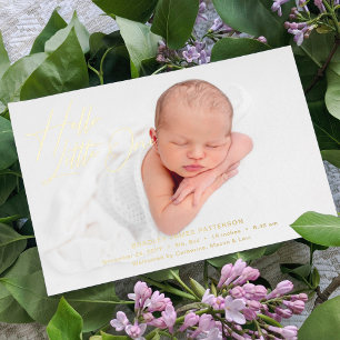 hallo kleine elegant Script Photo Birth Folie Feestdagenkaart