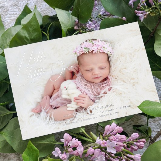 hallo kleine elegant Script Photo Birth Folie Feestdagenkaart