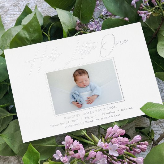 hallo kleine elegant Script Photo Birth Folie Feestdagenkaart