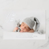 hallo kleine elegant Script Photo Birth Folie Feestdagenkaart (Voorkant)