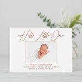 hallo kleine elegant Script Photo Birth Folie Feestdagenkaart (Staand Voorkant)