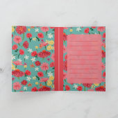 hallo!  kleine handmatige roze bloemen bedankkaart (Binnen)