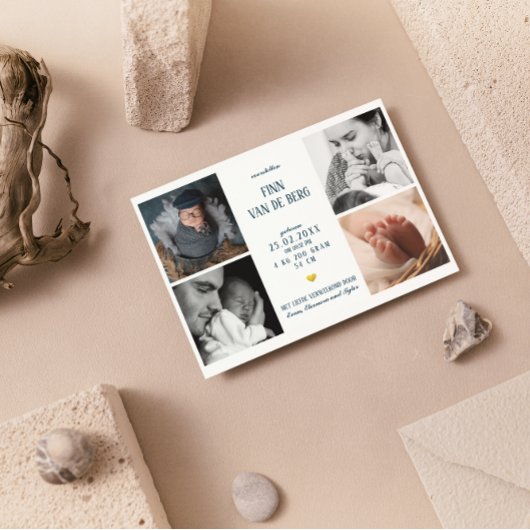 Hallo kleine jongen Gouden Hart Fotocollage Baby  Aankondiging