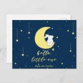 Hallo kleine! Leuke Bunny op de maan Nieuwe Baby Briefkaart (Voorkant / Achterkant)