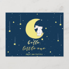 Hallo kleine! Leuke Bunny op de maan Nieuwe Baby Briefkaart