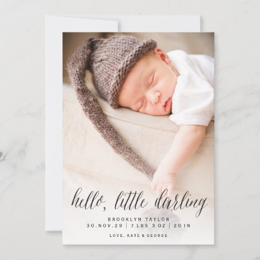 Hallo Kleine lieveling Minimalistisch Fotoontwerp  Aankondiging (Voorkant)