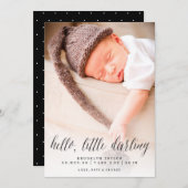 Hallo Kleine lieveling Minimalistisch Fotoontwerp Aankondiging (Voorkant / Achterkant)