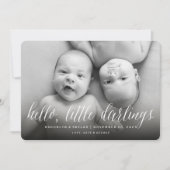 Hallo Kleine lieverdjes moderne tweeling foto gebo Aankondiging (Voorkant)
