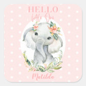 Hallo Kleine olifant baby shower Vierkante Sticker (Voorkant)