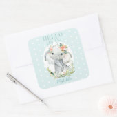 Hallo Kleine olifant baby shower Vierkante Sticker (Envelop)