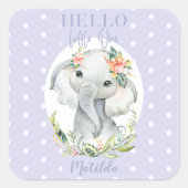 Hallo Kleine olifant baby shower Vierkante Sticker (Voorkant)
