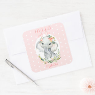 hallo kleine olifantenbaby shower vierkante sticker