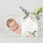 hallo kleine roze foto aankondiging (Staand voorkant)