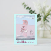 hallo - kleine Süße + Teddy postkarte Briefkaart (Staand voorkant)