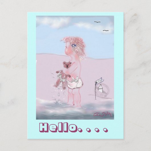 hallo - kleine Süße + Teddy postkarte Briefkaart (Voorkant)